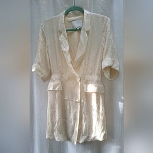 Elegant Cream Wrap Dress 3.1 Philip Lim  Sz 4 Sequin Sparkle